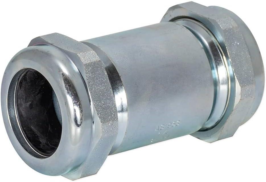Eastman 4-5/8 Inch Long Pattern Compression Coupling, 1-1/4 Inch IPS, Galvanized Steel, 20568