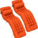 Tudomro 66'' Outdoor Chaise Lounge Cushion Waterproof Patio Pool Chaise Lounge Cushion with Headrest Pillow Tie Fade Resistant Replacement Longue Rocking High Back Chair(Orange,2 Pcs), 66 x 20.9 x 3.9 inches