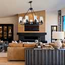 Black Wagon Wheel Chandelier 32 Inch Modern Farmhouse Glass Pendant Light 9-Light Ceiling Hanging Lighting Fixtures for Living Room Dining Room Kitchen Island Foyer