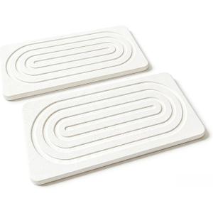 2Pack Water Absorbing Stone Tray,Instant Dry Sink Tray Quick Drying Diatomite Bathroom Tray Countertop, Stone Drying Mat for Kitchen Counter Coasters, Soap Dish Holder(8.3"x 4")