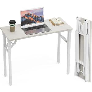 TEMI Small Computer Desk Folding Table - 35.8" Foldable Office Desk, No Assembly, Perfect for Small Spaces in Bedroom, Dorm, or Apartment, Portable Mini Desk or Study Table Compact Design, White Ash