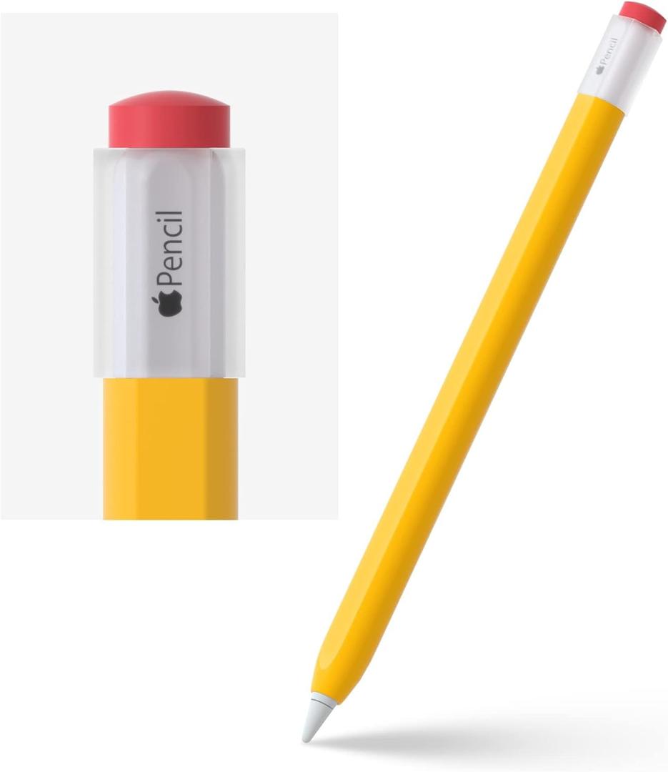 ELETIUO Silicone Case Compatible with Apple Pencil 2nd Generaion&Apple Pencil Pro Cover,Protective Holder Grip Sleeve with Cap Accessories Compatible with iPad Pro 11 12.9 inch,Yellow