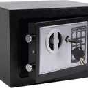 Yuanshikj Safe Box with Electronic Keypad, Small Hidden Steel Security Lock Box with Key, 0.23 Cubic Feet, 9.05" W x 6.69" D x 6.69" H, for Jewelry Gun Cash Use Storage money (BLACK)