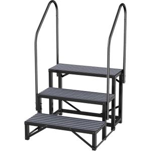 3 Step RV Steps with Dual Handrails, Heavy-Duty RV Stairs for Camper, Trailer, Hot Tub, Pool, RV Step Stool with Non-Slip Mats