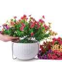 HyeFlora Artificial Faux Hanging Plants Flowers Basket for Outdoor Outside Spring Summer Decoration, Fake Silk UV Sun Resistant Realistic Colorful Daisy for Porch Patio Balcony Home