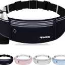 Slim Running Belt with Water Bottle Holder, Water Resistant Fanny Packs for Women Men4 Pockets Running Phone Holder for Walking Cycling, Adjustable Waist Bag for iPhone 17 16 15 SamsungBlack