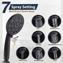 Rainfall 8 Inch Shower Head with High Pressure Handheld Spray Combo, Drill-Free Slide Bar with Adjustable Shower Extension Arm, 3-Way Low Diverter for Easy Reach, 5Ft Hose- Matte Black