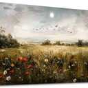 Wapluam Wall Decor For Living Room Canvas Wall Art For Bedroom Wildflower Field Vintage Wall Art Canvas Prints Paintings Farmhouse Artworks Pictures Modern Bathroom Aesthetic Home Wall Decor 40"X20"