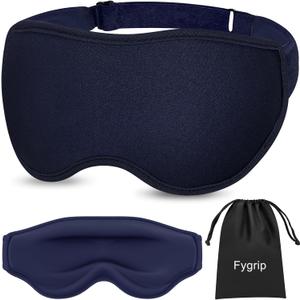 Fygrip 3D Eye Mask Sleep Mask for Men & Women, 100% Pressure-Free & Light Block-Out Eye Mask for Sleep with Easy Adjustable Strap, Night Eye Cover for Travel, Blue