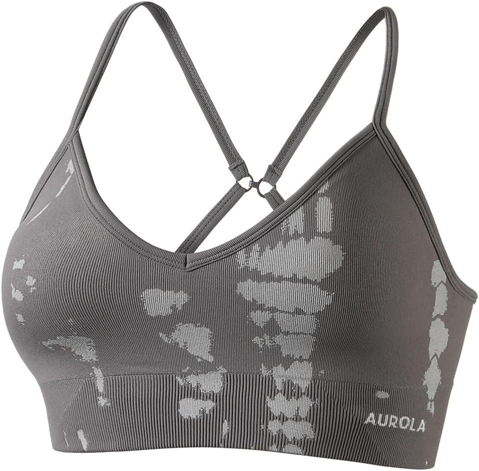 AUROLA Serpent Seamless Sports Bras for Women,Backless Padded Strappy Workout Gym Yoga Crop Tops (Medium)
