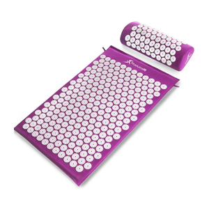 ProsourceFit Acupressure Mat and Pillow Set for Back/Neck Pain Relief and Muscle Relaxation, Large - Purple/White