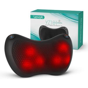 VOYOR-Health Shiatsu Neck and Back Massager with Heat - 3D Kneading Deep Tissue Massage Pillow for Lower Back, Shoulder, Calf, Foot, Use at Home, Office YZ101 (Dark Black)