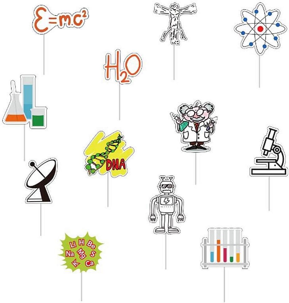 24pcs Science Theme Paper Cupcake Toppers Science Cake Decorations Mad Science Astronomy Biology Chemistry Physics Theme Birthday Party