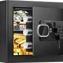 1.3 Cub Small Safes for Home, Anti-Theft Steel Security Fire Safe Home with Combination Lock, Alarm System and Removable Shelf, Personal Document Safety Box Fireproof Waterproof for Money Valuables