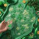 Maxdot 6 Pcs St. Patrick's Day Placemats Green Shamrock Table Mats Irish St. Patrick's Day Lace Decorative Placemats for Spring Summer Party Kitchen Dining Decor