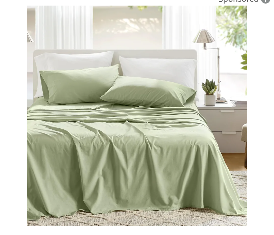 Comfort Spaces 100% Cotton Sheets Queen, Breathable & Soft Cotton Sheets, Naturally Cool Cotton Bed Sheets with 14" Elastic Pocket Fits up to 16" Mattress, All Seasons Sheet Set, Sage Green 4 Piece