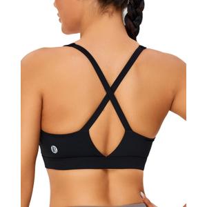 RUNNING GIRL Sports Bra for Women High Support, Molded Cup High Impact Sports Bras with Sewn in Pads Strappy Running Bra (Large, Black)