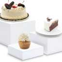 Acrylic Cake Stand Display Riser Set(4 inch,5 inch,6 inch), 3-Piece Dessert and Candy Pedestal Stands for Party Decoration (white)