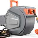 NEWBULIG Garden Hose Reel, 1/2" x 150 ft Retractable Heavy Duty Water Hose Reel with 9 Pattern Nozzle, Slow Retract System, 180° Swivel Wall Mount for Outside Yard Cleaning