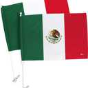 Copa America 2024 Mexico Car Flag 2 PCS Pack Bandera para Carros De Mexican Decor for Window Clip Sports Fan Gifts World Cup Football Poster Pole Mount League Patriotic Decorations Made in USA