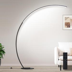UpgradedDimmable Floor Lamp with 3 Color Temperatures, Ultra Bright 2000LM Arc Floor Lamps for Living Room, Modern Standing Tall Lamp with Remote Control Reading Floor Lamp for Bedroom Office (Matte Black-67 inches)