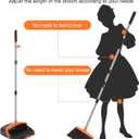NACENA Broom and Dustpan Set, 52-in Long Adjustable Handle Broom Dustpan Combo with Dustpan Teeth to Automatically Clean Hair Suitable for Home Kitchen Office Hall Floor（Black&Orange）