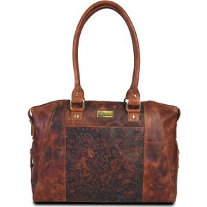 VALENCHI Genuine Leather Purse For Women - Real Leather Tote Bag For Women - Ladies Shoulder Bag For Work, Travel (Cognac Vintage)