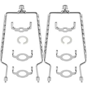 Adjustable Height Lamp Shade Holder 8-12 Inches Adjustable Range 8 9 10 11 12 Inch 0.5 Inches a Span, Fit Both Standard Lamp Rod E14 E26 E27 Light Base UNO Fitter Adapter Converter Finial Set (Nickel)