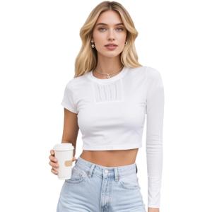 C-ZOFEK Womens White Short Cosplay Top Asymmetrical Sleeves Shirt for Halloween Costume (Medium, Beige)