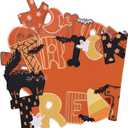 Halloween Table Runner Embroidered 36 Inches Long Spooky Orange Black Cat Ghost Spider Web Pumpkin Coffee Dining Table Runner for Party Holiday