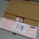 Wireless Keyboard and Mouse Combo, Reccazr 2.4G Full-Sized Keyboard and Mouse Cordless, 3 DPI Adjustable Mouse, Dual-System Keyboard for Computer/Laptop/Windows/Mac (Pink & White)