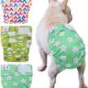 CuteBone Washable Dog Diapers Female No Tail Hole 3 Pack Reusable Doggie Period Training Pants for Docked-Tail Frenchie French Bulldog Boston Terrier Without Tail WWD14L