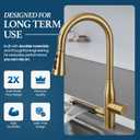 STiLWERK Waterfall Kitchen Faucet with Pull-Down Sprayer, 3 Flow Modes (Sweep/Stream/Waterfall), 360 Swivel, Stainless Steel Sink Faucet for Farmhouse, Camper, Bar, Laundry, Rv, Brushed Gold