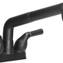 Utility Sink Faucet, Laundry Room Faucet with Pull Out Sprayer, Laundry Tub ABS Plastic Faucet, 4 Inch Centerset 3 Holes Installation Non-Metallic, Matte Black