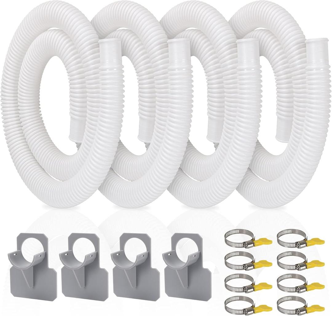 Pool Pump Hose for Above Ground Pools, 4 Pack 1.25" Diameter Pool Filter Hose Accessory Pool Pump Replacement 59 Inch Long with 4 Clamps and 4 Pipe Holders
