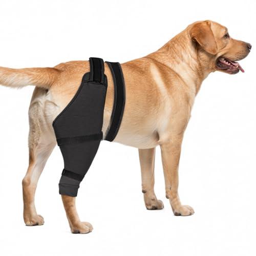 Dog Rear Leg Sleeve to Prevent Licking - Comfortable Recovery Sleeve for Back Hind Leg, Wound Recovery After Surgery for Torn ACL/CCL TPLO, Cone Alternative,Upgraded Threaded Opening (Matte Black), Size: Left-XL
