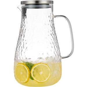 Karafu 78 Ounces/2.3 Liter Glass Pitcher with Lid, Wide Mouth Heat Resistant Water Jug for Hot/Cold Water, Ice tea and Juice Beverage Clear