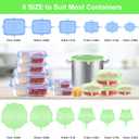 Silicone Stretch Lids for Food Storage in Fridge, 12 Pack Silicone Lids, Reusable Food Grade Silicone Bowl Covers for Cups, Bowls and Dish, 6 Sizes Round and Rectangle Shape