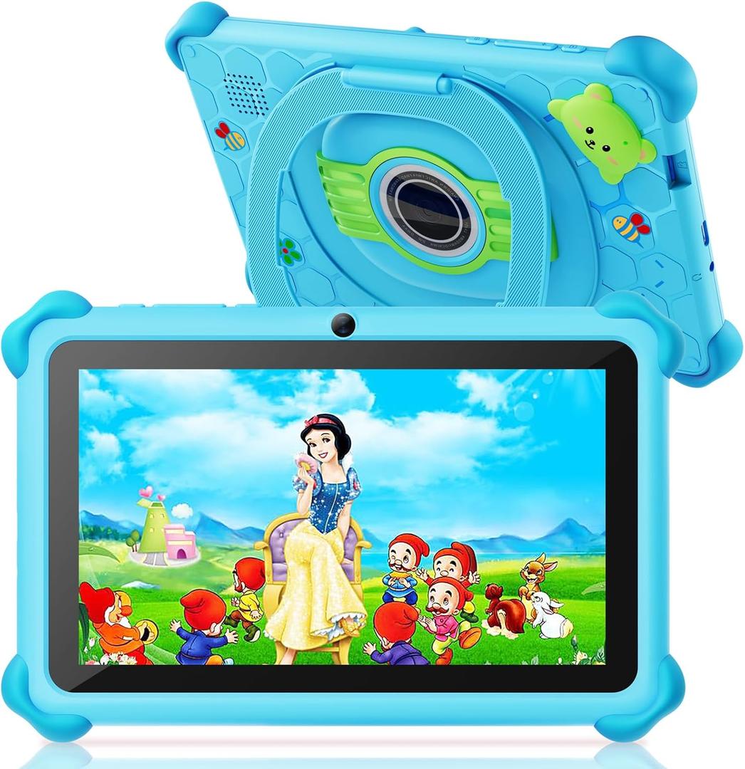 Kids Tablet, 7 inch Tablets for Kids, 32GB Toddler Tablet with Case Included, Parental Control, Dual Camera, GMS, WiFi (Blue)