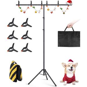 Forlogic Portable T-Shape Backdrop Stand Support Kit 8x5.3ft, Adjustable Photography Green Screen Backdrop Stand for Parties, Photography Videography Studio (85.3Ft)