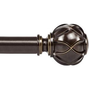KAMANINA Single Curtain Rod 32 to 58 Inch(2.6-4.8Ft), 7/8 Inch Antique Bronze Adjustable Drapery Rod for Windows, Decorative Netted Texture End (32-58")