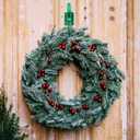 24 Pcs Christmas Garland Hanger Green Wreath Ties Hooks for Mantle Adjustable Stocking Holder Reusable Adhesive Straps Wreath Hangers for Front Door Fireplace Staircase Banisters