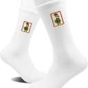 Funny Christmas Socks, Cute Santa Duck with Gift Design Holiday Crew Socks for Men and Women(1) (White)