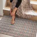 DEXI Entryway Door Mat Inside, Front Entrance Doormat Thin Low Profile, Non Slip Mats Absorbent for Home Entry Floor, 24x36, (Checkered Grey)