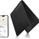 Wallet with Tracker for Men, Works with Apple Find My APP (iOS Only), Air Tag Wallet, Mens Smart Wallets with GPS Tracker,Bifold Leather RFID Blocking, Rechargeable Battery, Gift for Him, Black