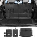 Cargo Mat Backrest Mats for 2021-2025 2026 Jeep Grand Cherokee L (3rd Row Manual & Power Fold), All Weather TPE Trunk Mat Cargo Liner Car Accessories (L | Cargo Mat+3rd Row Backrest Mats)