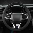 West Llama Thin Car Steering Wheel Cover, Universal 14.5-15 inch Nappa Leather Steering Wheel Cover, Ultra Thin, Anti-Slip, Breathable(Black-Standard Size)