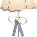 LTTKLMP Nordic White Pink Table Lamp for Girl's Bedroom Single Cute Bow Table Lamp with Fabric Shade Modern Decorative Bedside Light Coastal Bedside Table Kids Bedroom Reading Desk Lighting