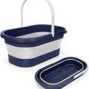 Collapsible Mop Bucket with Handle Portable Silicone Square Wash Bucket for Car Washing Laundry Storage Cleaning Camping Fishing,Space-Saving Plastic Bucket Single Pack