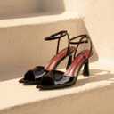 High Heels for Women Peep Pointed Toe Kitten Heeled Sandals Strappy Flared Heels Elegant Leather Sandals Comfortable Chic Summer Prom Wedding Sexy Dress Shoes Size 9.5